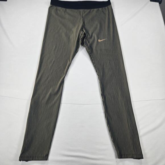 Nike Pro Elite Full Length Running Tights Gold Stripes Women's Size 3XL - Picture 1 of 8